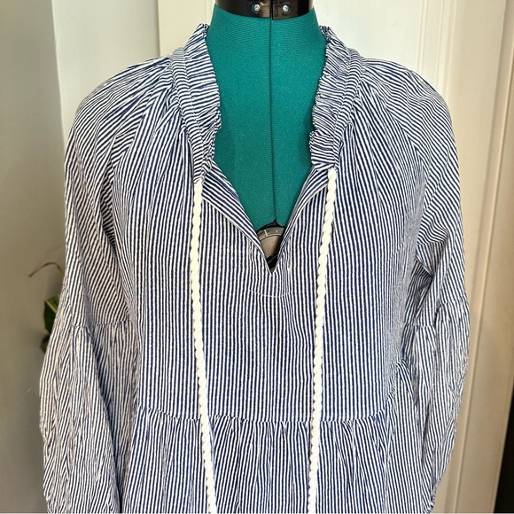 Tuckernuck nautical navy white striped tassel coverup dress small - Picture 2 of 15